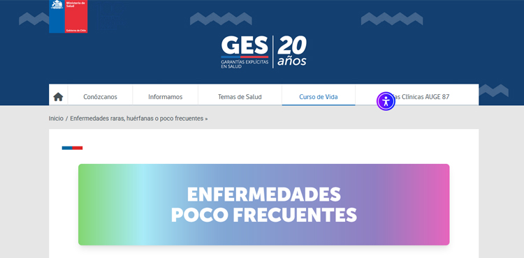 Sitio web del Ministerio de Salud de Chile sobre enfermedades poco frecuentes
